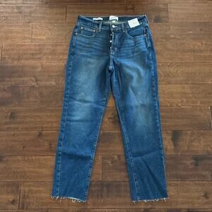 NWT Universal Thread Mid Rise 80s Slim Jeans Medium Denim Raw Hem‎ Women's 6